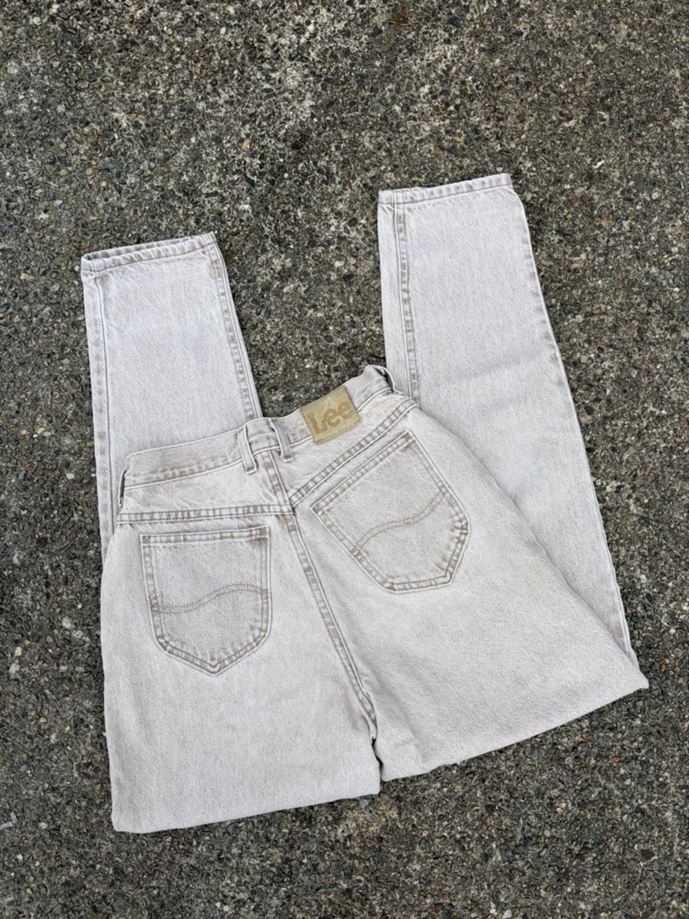 Vintage Lee High Rise Women Denim Jeans Light Stone Wash Mom Style Taper Cotton